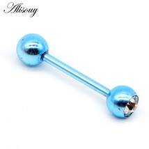 Alisouy 1piece 19 Colors Stainless Steel Tongue Piercing Septum Industrial Barbe - £9.04 GBP