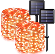 JMEXSUSS 2 Pack Orange Solar Halloween Lights, 33Ft 100 LED Solar Fairy Lights O - £18.96 GBP