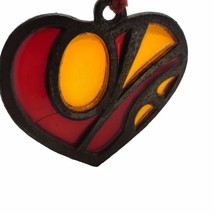 Vintage Resin Stained glass Sun catcher ornament Love Mod Groovy Heart s... - $14.84