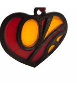 Vintage Resin Stained glass Sun catcher ornament Love Mod Groovy Heart s... - $14.84
