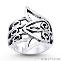 Hamsa Hand Evil Eye Luck Charm Solid .925 Sterling Silver Wide Wrap Chunky Ring - £21.82 GBP