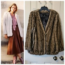 New Anthropologie Noemie Faux Fur Coat $220 BROWN Small - £104.81 GBP