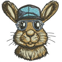 Cool Brown Rabbit in Sunglasses and Cap Machine Embroidery Design - $4.99