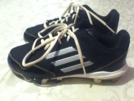 Boys Size 2.5 Adidas baseball cleats softball black white athletic sport... - £18.07 GBP