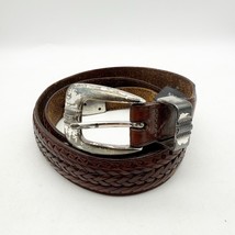 VTG Onyx by Brighton Belts Men&#39;s Brown Braided Inlay Leather Golf Size 36 - $19.99