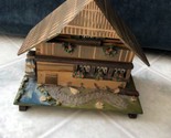 1970s vintage Mill Chalet wooden jewelry Music box works Es steht Eine M... - $65.09