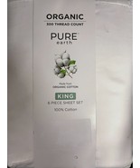 Pure Earth Organic Cotton 6pcs Bed Sheet Set King White - $69.30