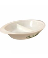 Oval Divided Glasbake Casserole By McKee Company White With Green Floral... - $16.03