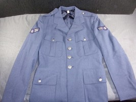 Usaf Air Force Men&#39;s 40R Serge Blue Wool Dress Coat Jacket Uniform 4 Button - £31.85 GBP