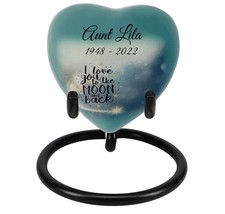I Love You To The Moon And Back Heart Keepsake Urn - Stand Option - £23.66 GBP