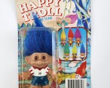 Vintage Happy Troll Soccer Player Blue Hair new on card sealed brown eyes - £26.80 GBP