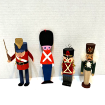 Vintage Handmade Painted Christmas Wood Nutcracker Toy Soldiers Ornaments Lot 4 - £12.48 GBP