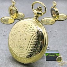 Pocket Watch Gold Skeleton FLYING SCOTSMAN Double Full Hunter on Fob Cha... - £52.69 GBP