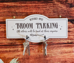 Witches Only Broom Parking All Others Will Be Toad Wall Coat Hooks Decor Sign - £11.95 GBP