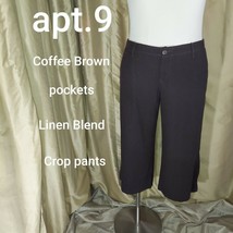 Apt.9 Coffee Brown Linen Blend Crop Pockets Pants Size 16 - £7.90 GBP