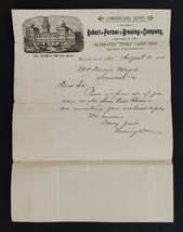 1888 antique ROBERT PORTNER BREWING cumberland md LETTERHEAD tivoli lage... - £69.66 GBP