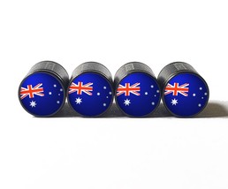 Australia Flag Tire Valve Stem Caps - Black, Aluminum - Set of Four - £12.81 GBP