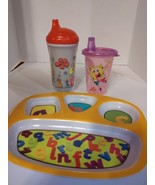 Lot Of 3 - 2 Sponge Bob Sippy Cups With Circo ABC’s Divided Kids Melamin... - €8,61 EUR