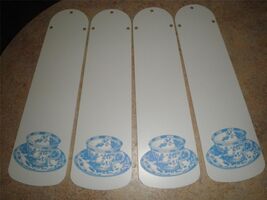 CUSTOM- 42&quot; WHITE CEILING FAN WITH BLUE WILLOW CHINA PATTERN TEA CUPS - $2,111.33 MXN