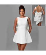 Fashion Big-Bowed Pearls Backless Dress Summer Slim Sleeveless A-line Dr... - $47.96 CAD