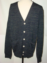 New NWT XL Mens Cardigan Sweater Button Dark Blue True Religion Space Dye Gray - £140.07 GBP