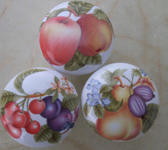 Cabinet Knobs 3 Fruit #1 grapes cherries apples PRETTY (3) - £11.87 GBP