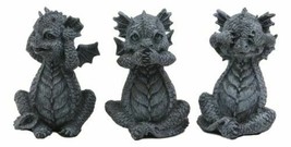 Whimsical Dragon Hatchlings See Hear Speak No Evil Baby Dragons Statue Set Of 3 - £26.45 GBP