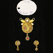 22Kt Solid Yellow Gold Antique Necklace Earrings Women Pendant Set 15.460 Grams - £1,575.51 GBP