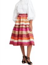 La Doublej reina embroidered raffia skirt in PINK - size L - $845.46