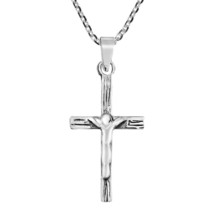 Christian Crucifix Jesus on the Cross Sterling Silver Pendant Necklace - £10.75 GBP