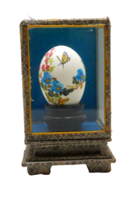 Vintage Chinese Hand Painted Egg with Flowers and Butterfly in Display Case - £11.96 GBP