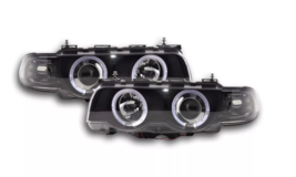 FK Set LED DRL Headlights Halo Anello BMW 7-series E38 99-02 black LHD - £299.99 GBP
