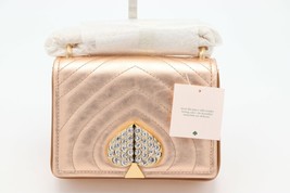 Kate Spade Amelia Jeweled Spade Rose Gold Leather Convertible Flap Shoul... - £142.28 GBP