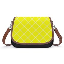 Mondxflaur Yellow Grid Messenger Bag for Women PU Leather Crossbody Bag - £21.67 GBP
