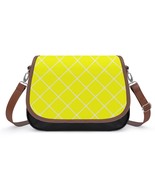 Mondxflaur Yellow Grid Messenger Bag for Women PU Leather Crossbody Bag - $37.03 CAD
