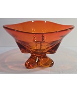 Vtg MCM Amberina Orange Viking 3-Toed Footed Pedestal Candy Bon Bon Dish... - $52.91 CAD