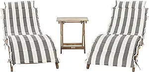 SAFAVIEH Outdoor Collection Pacifica Natural Brown Solid Wood/Grey &amp; Whi... - $466.99