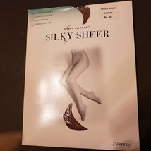 Sheer Caress Silky Sheer Nylon Pantyhose Suntan Queen Short JCPenney NIP... - $12.47