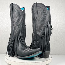 NEW Lane SENITA FALLS Black Cowboy Boots 10 Leather Snip Toe Fringe West... - $252.45