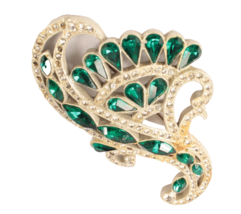 Dazzling Large Brooch Green and Clear Rhinestones 4 Inches Tall Missing ... - £32.12 GBP