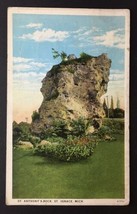 St Ignace MI, St Anthony&#39;s Rock, Michigan Vintage Postcard 1929 WB - $5.00