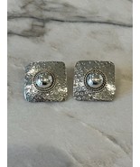 Taxco Mexico Statement Earrings Hammered Sterling Silver Brass Large Studs - $49.49