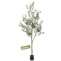 6Ft Artificial Olive Tree Tall Fake Potted Olive Silk Tree With Planter Large Fa - £108.68 GBP