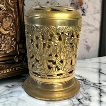 Antique Asian Brass Immortals Incense Burner Candle Holder Lantern Regen... - $18.00