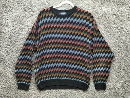 Soft Dockers Sweater Large Black Crewneck Pullover Multicolor Geometric ... - $27.77