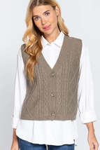V-neck Cable Sweater Vest Cardigan - £19.53 GBP