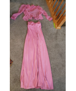 VTG RARE 1970s 80&#39;s 70&#39;s Women&#39;s Formal Dress Pink w/ Sheer Lace Blouse ... - £29.93 GBP