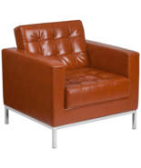 Lacey Contemporary Cognac LeatherSoft Chair with Stainless Steel Frame - $1,268.90