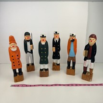 Lot of 6 Wooden 12 inch Tall Carved Nautical Navy Men Sailor Captain Bea... - $61.70