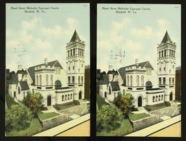 Vintage Paper Postcard Bluefield VA 2PC Bland Street Methodist Episcopal Church - £8.57 GBP